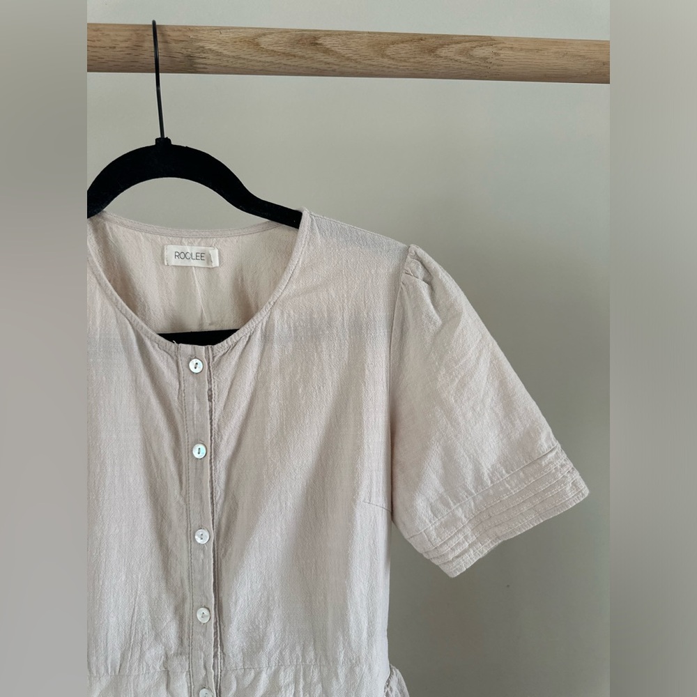 Roolee Cream Button-Up Midi Dress